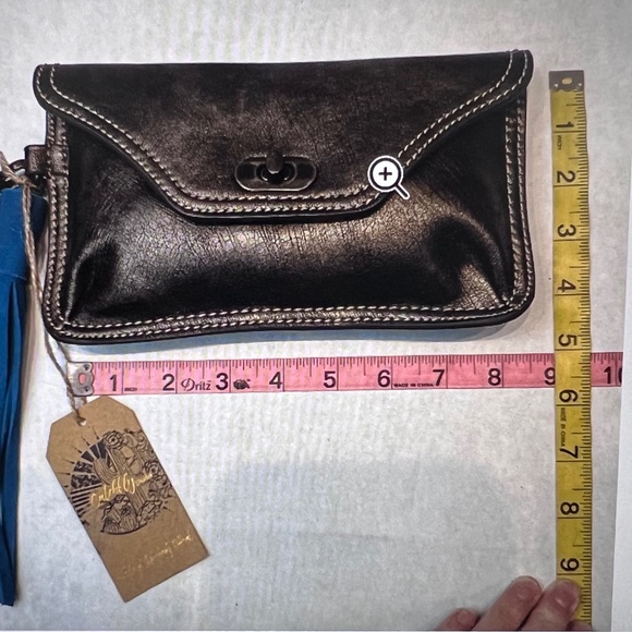 Catchfly clutch Wristlet Brushed Metallic Brown Leather Mini Bag Purse - Picture 9 of 9